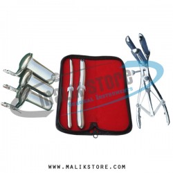 Hegar uterine dilator set 2pieces 9-10, 17-18, mathieu speculum, collin 3pcs